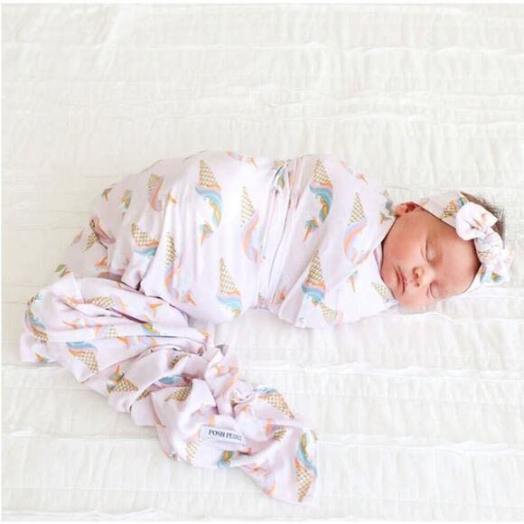 Posh Peanut Bamboo Unicorn Ice Cream Swaddle  Baby Set NWT Whimsygoth Fantasy - Picture 1 of 7